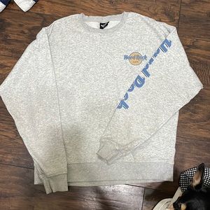 small, gray, hard rock cafe sweatshirt from cotton on!!